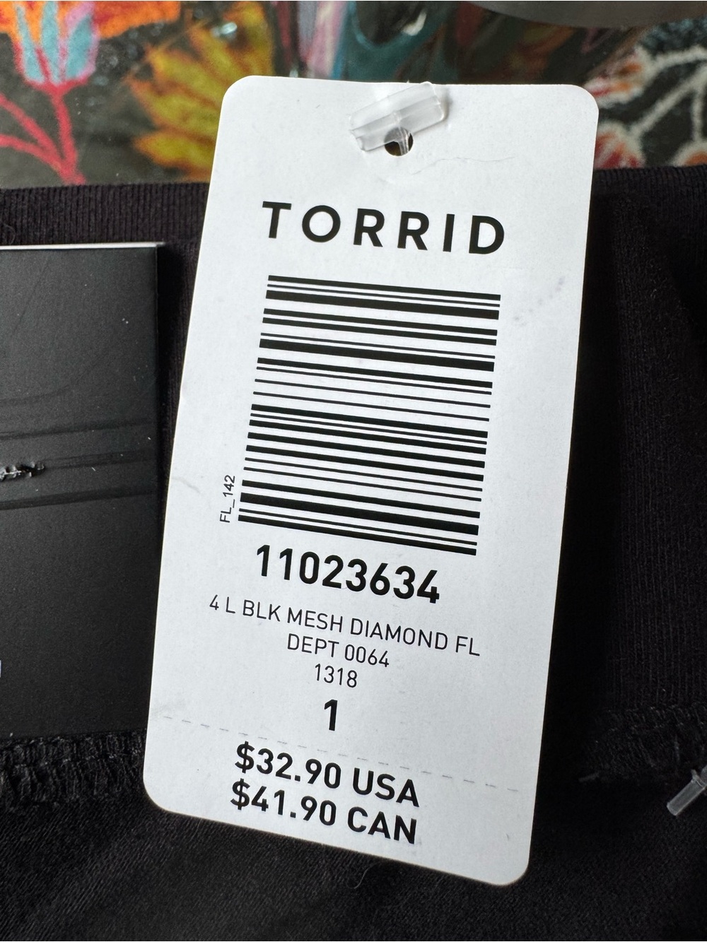 Torrid Women’s Black Mesh Flocked Diamond Leggings - Picture 2 of 6